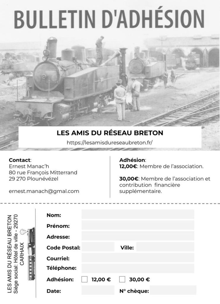 Bulletin d'adhésion association ARB, les amis du réseau breton